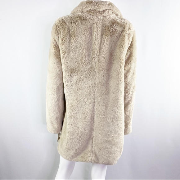 Lucky Brand Size L Tan MISSY Faux Fur Soft Fuzzy Coat - Picture 9 of 10